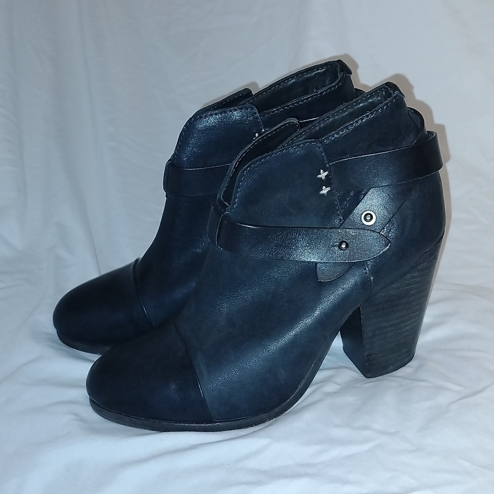 RAG & BONE HARROW BLACK LEATHER ANKLE BOOTS SIZE 37